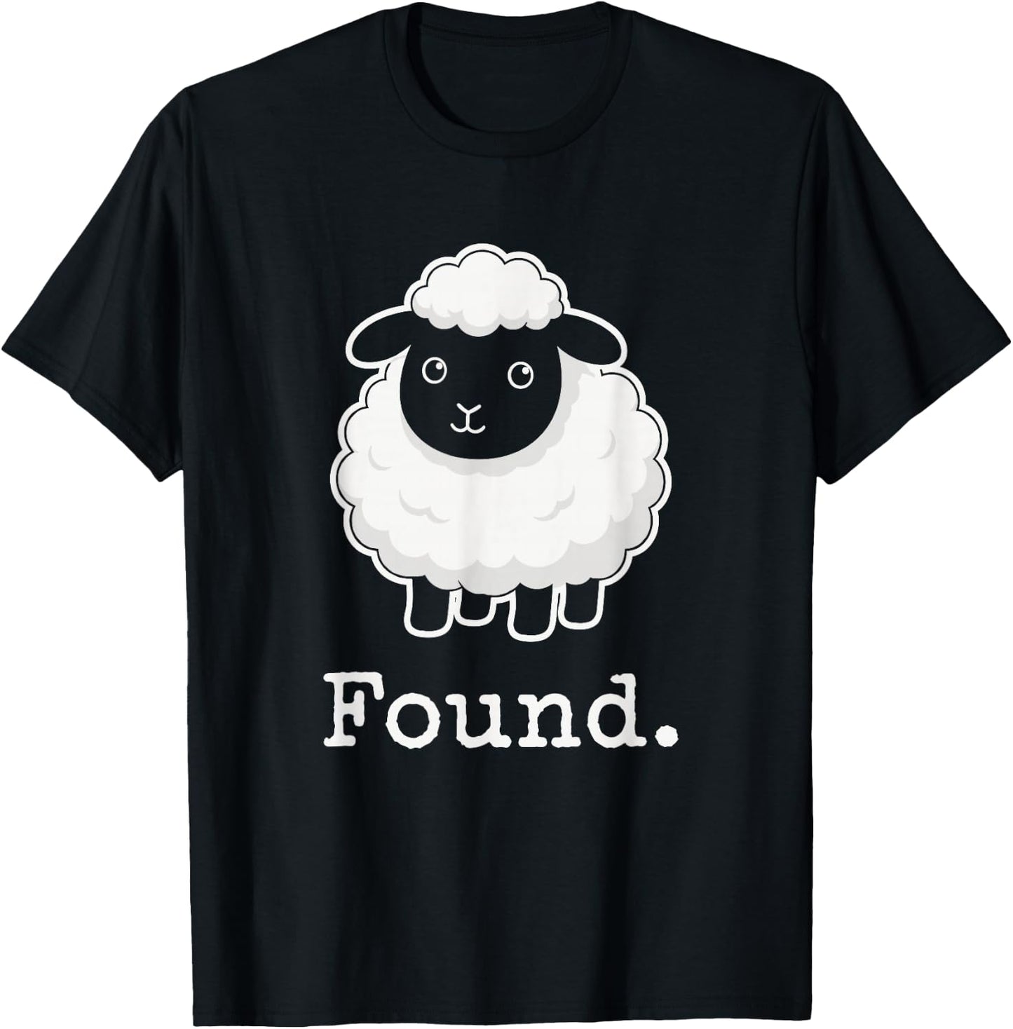 Found Minimalist Sheep Christian Psalm 23 Lamb T-Shirt - T-Shirt | Black