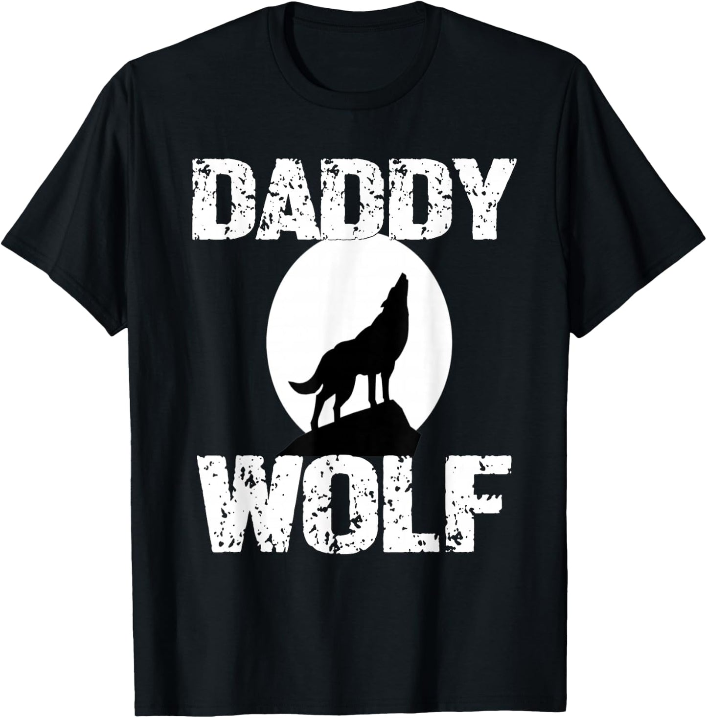 Daddy Wolf Matching Family Tribe Wolves Moon Papa Father Dad T-Shirt - T-Shirt | Black