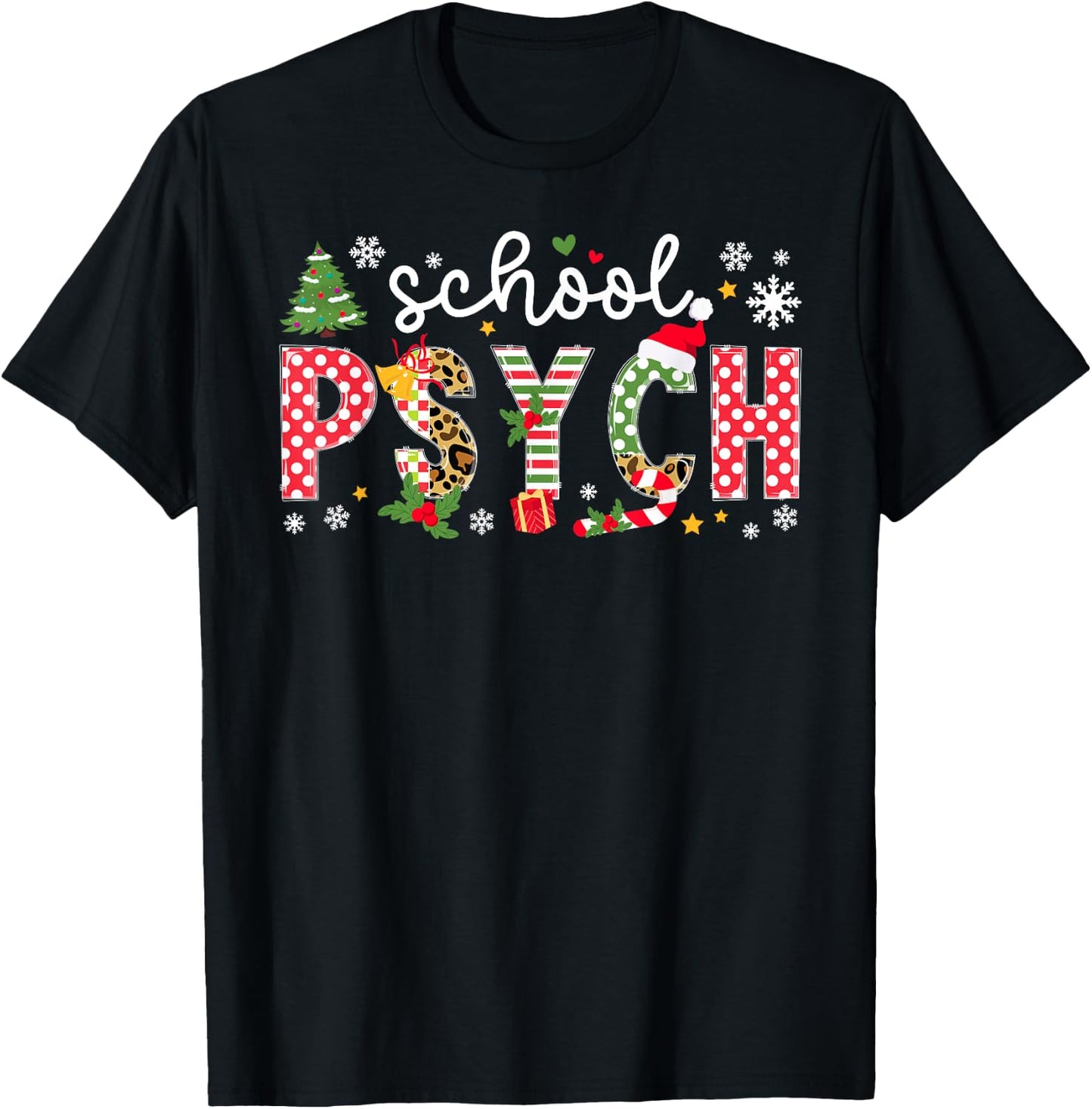 School Psych Christmas School Psychologist Xmas Party T-Shirt - T-Shirt | Black