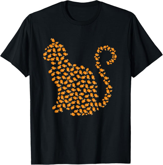 Happy Thanksgiving for Cats Lovers Funny Turkey Cat T-Shirt - T-Shirt | Black