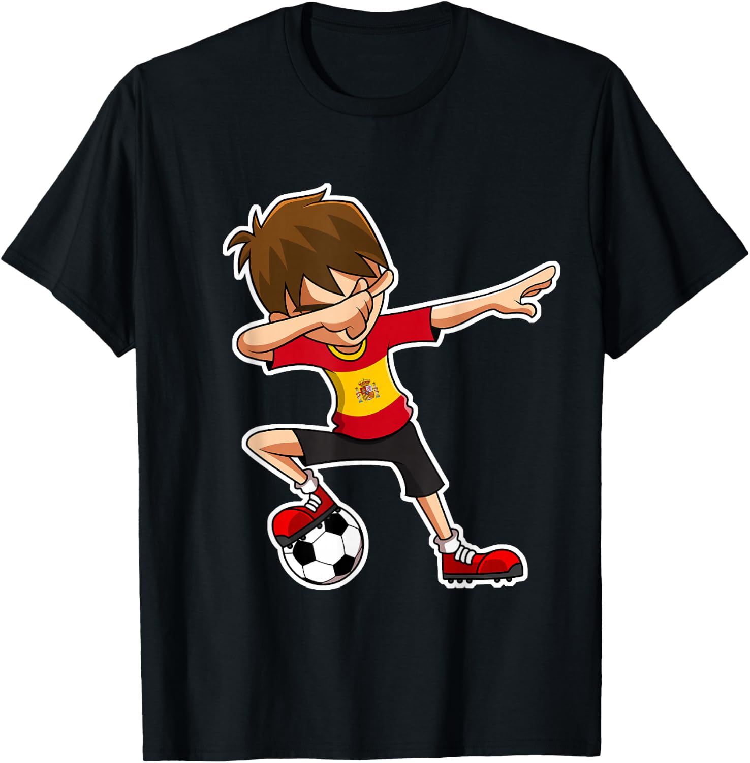 Dabbing Soccer Boy Spain Jersey, Spanish Kids Dab Gifts T-Shirt - T-Shirt | Black