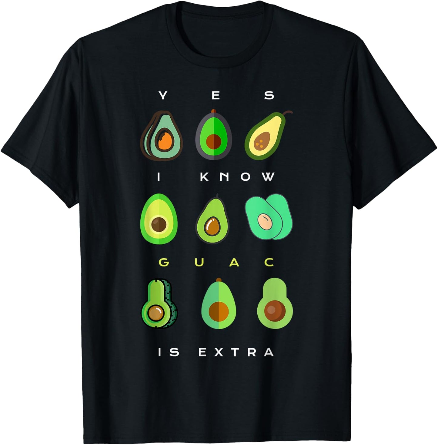 Yes I Know Guac Is Extra Funny Avocado Guacamole T-Shirt - T-Shirt | Black
