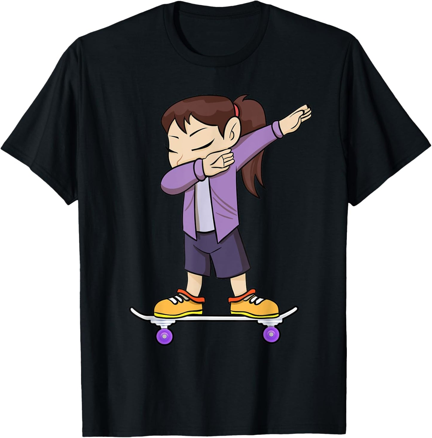 Skateboarding Teenage Girl on Skateboard Gift Skater T-Shirt - T-Shirt | Black