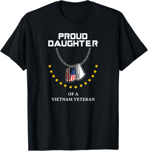 Proud Daughter Of A Vietnam Veteran Cool Army Soldier Gift T-Shirt - T-Shirt | Black