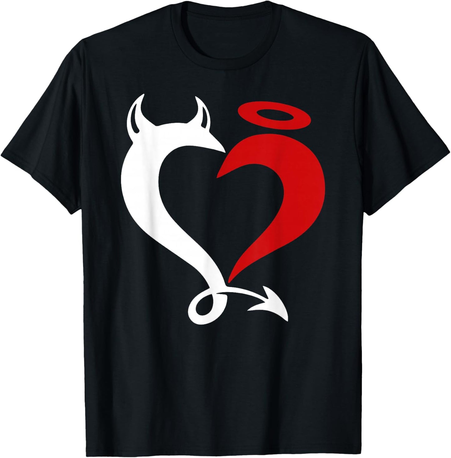 Devil and Angel Love Lovers T-Shirt - T-Shirt | Black