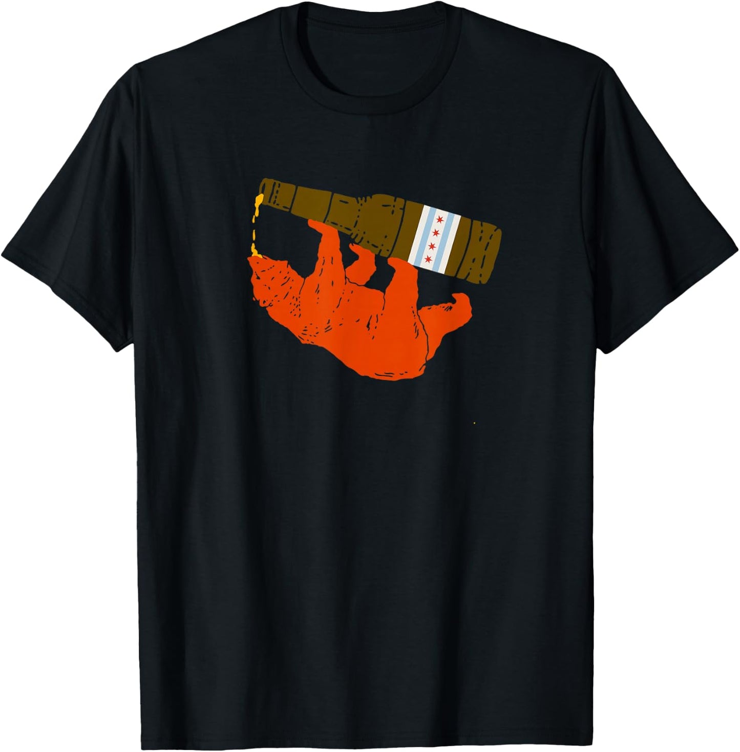Chicago Beer Drinking Funny Drunk Orange Bear T Shirt T-Shirt - T-Shirt | Black