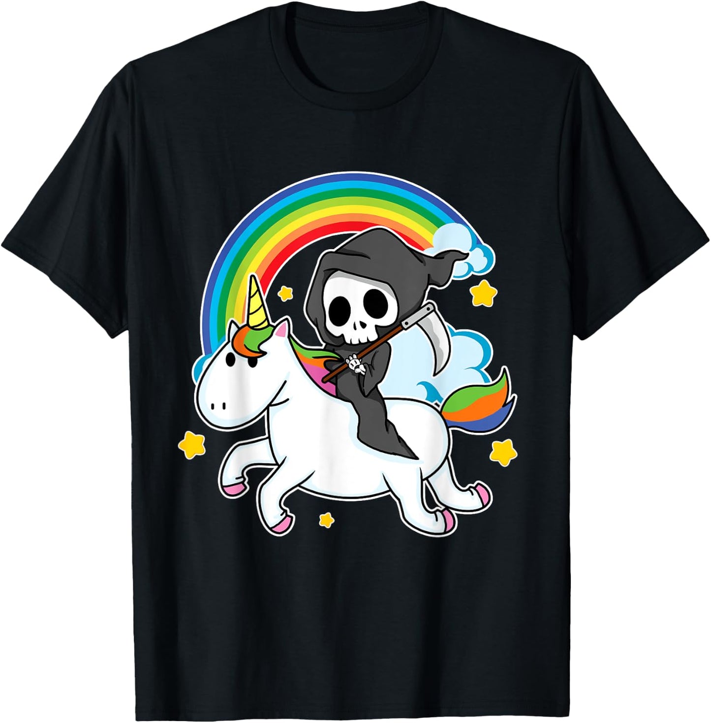 Halloween Unicorn Costume Grim Reaper Riding Unicorn T-Shirt - T-Shirt | Black