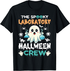 Funny Ghost The Spooky Laboratory Halloween Crew Lab Tech T-Shirt - T-Shirt | Black