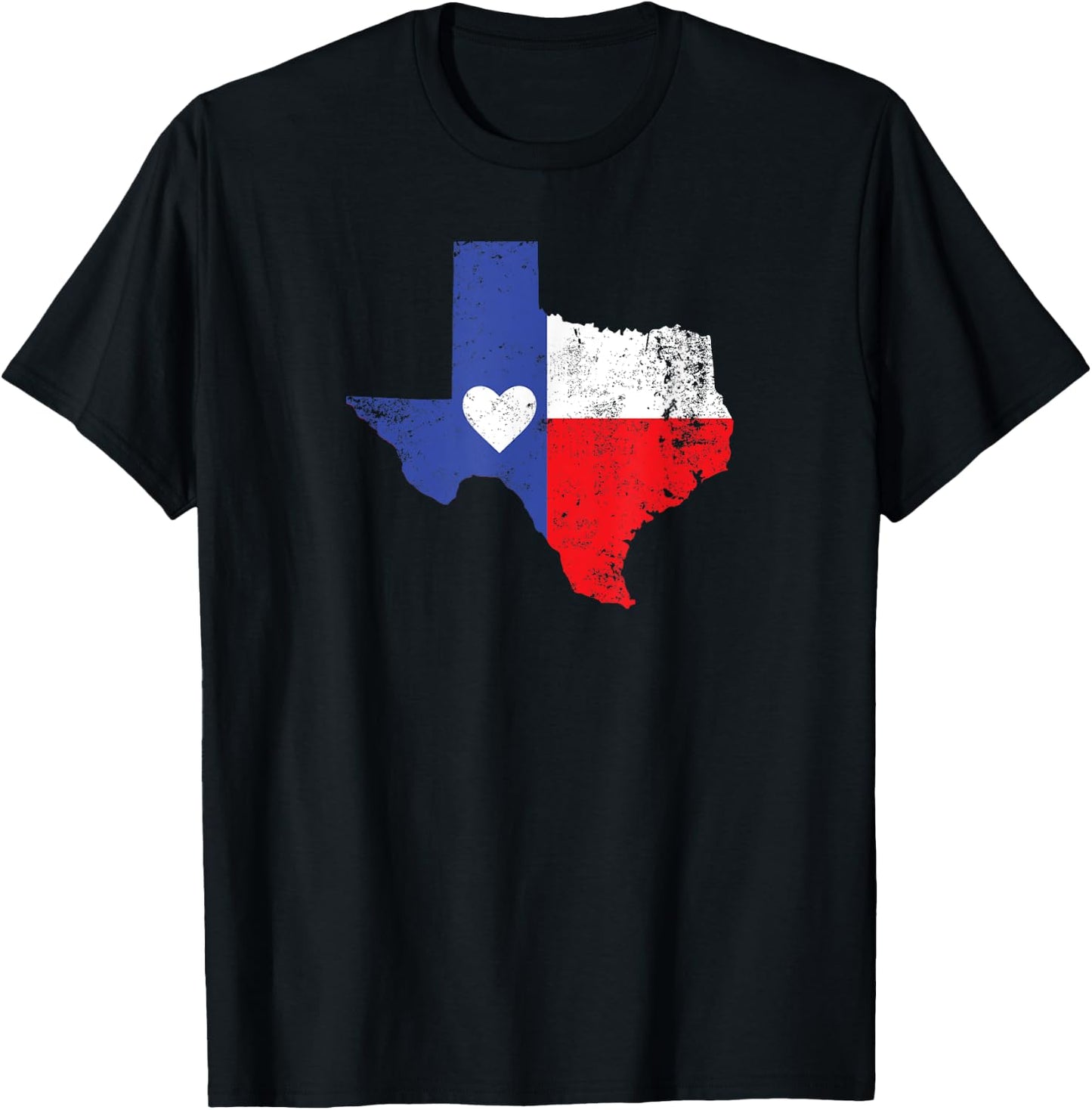 Texas Heart Flag State Outline T-Shirt - T-Shirt | Black
