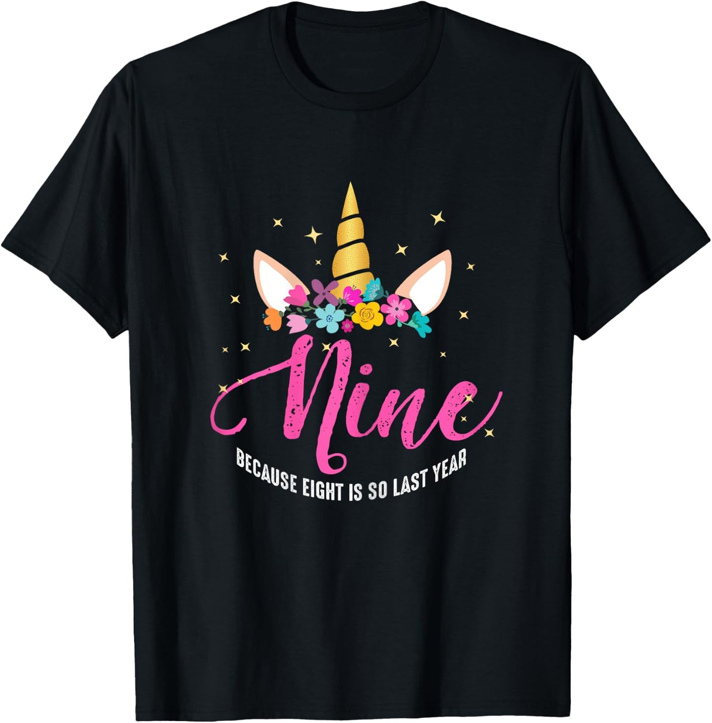 9 Years Old Birthday Girl Gifts Unicorn 9th Birthday T-Shirt - T-Shirt | Black