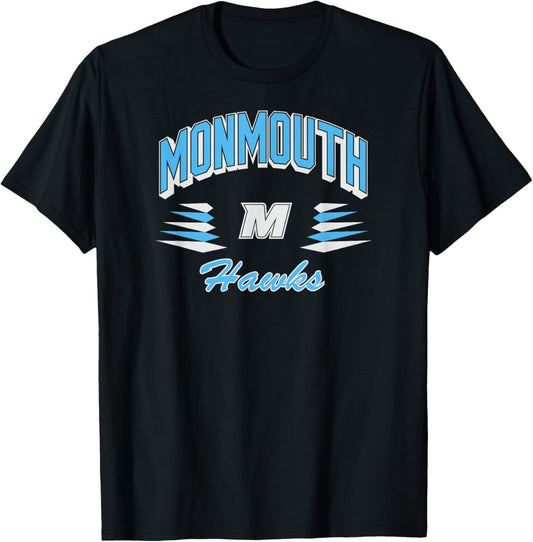 Monmouth Hawks Retro Diamond Navy Officially Licensed T-Shirt - T-Shirt | Black