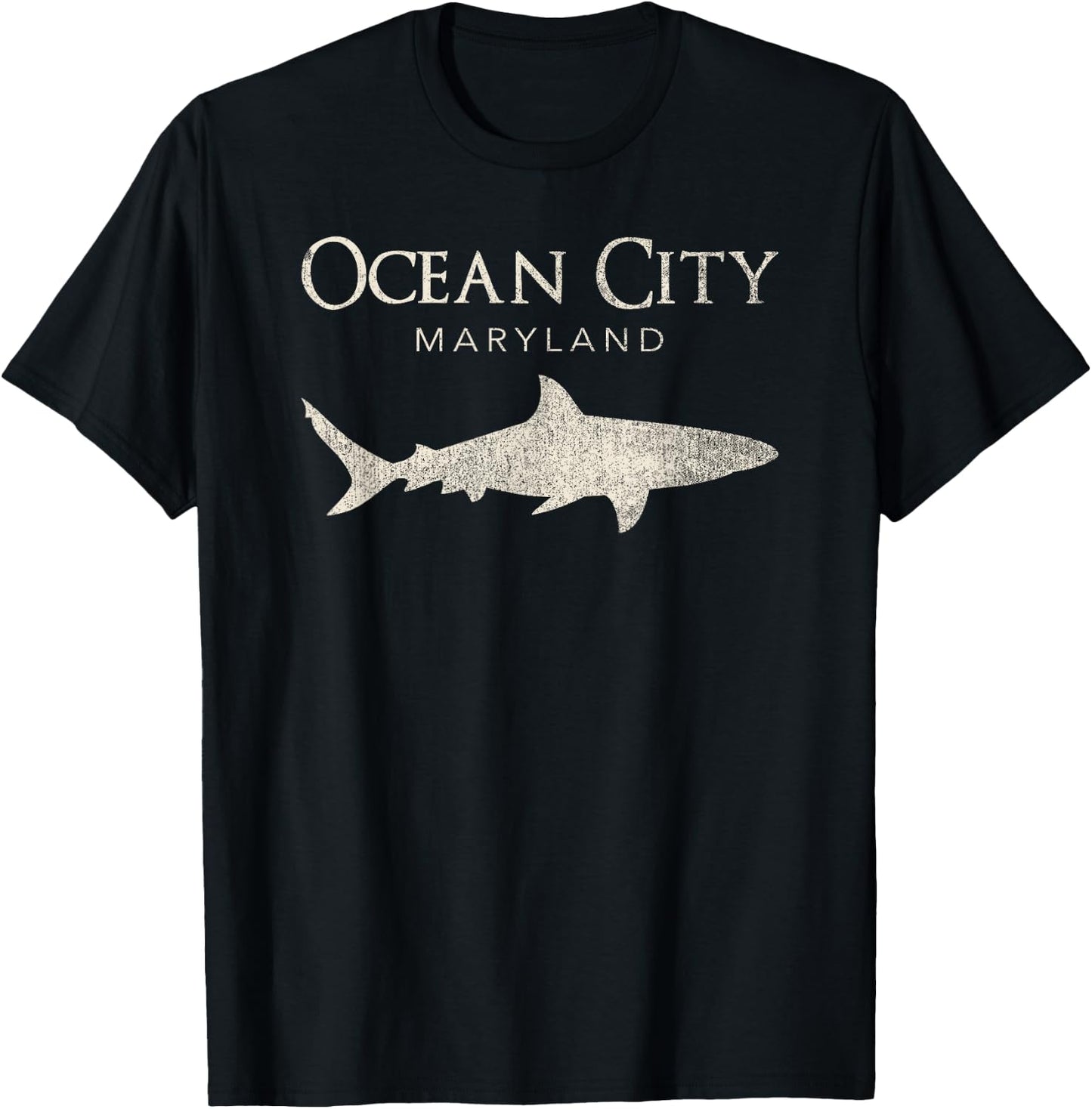 Retro Ocean City MD Shark T-Shirt - T-Shirt | Black