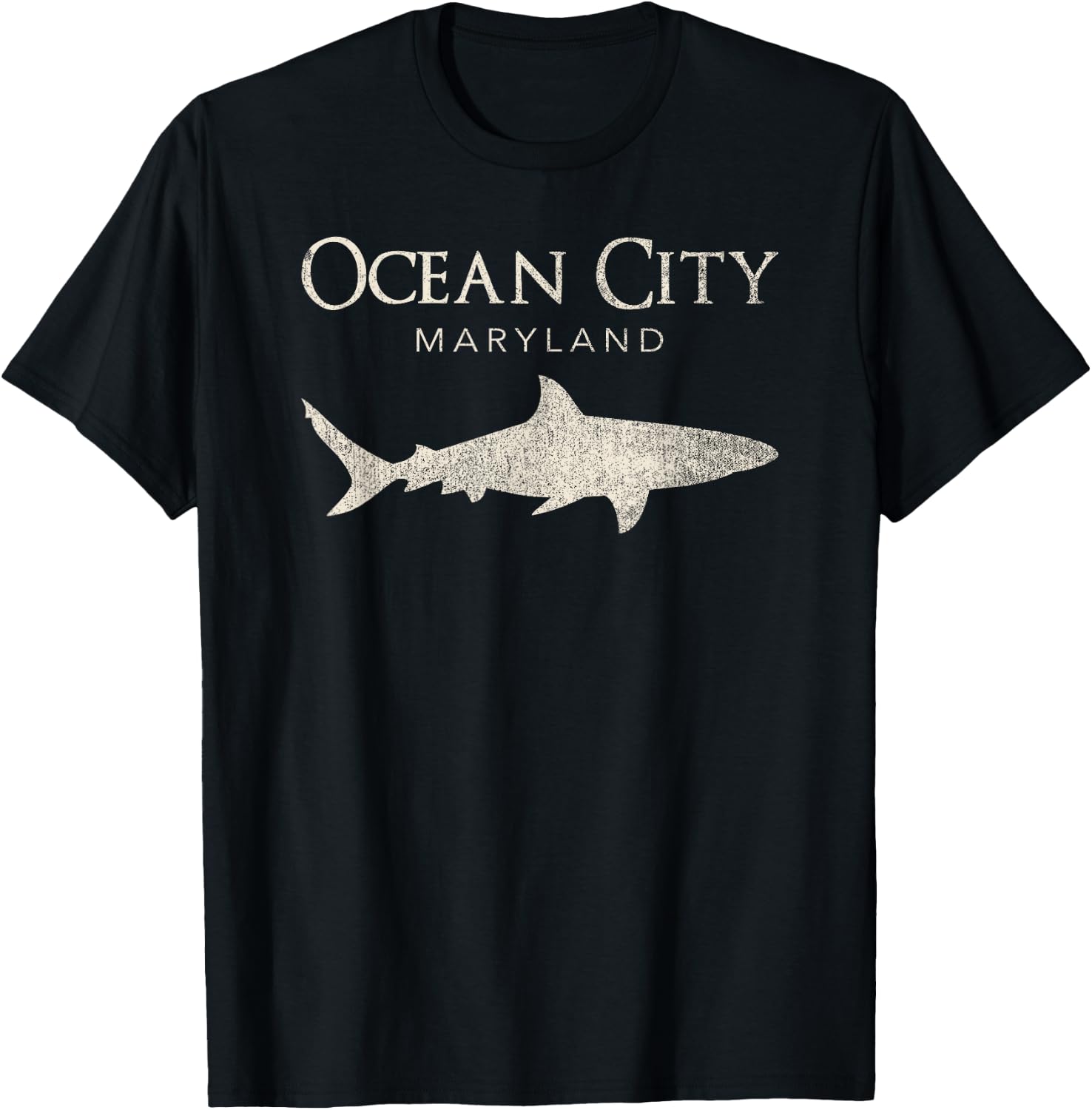 Retro Ocean City MD Shark T-Shirt - T-Shirt | Black
