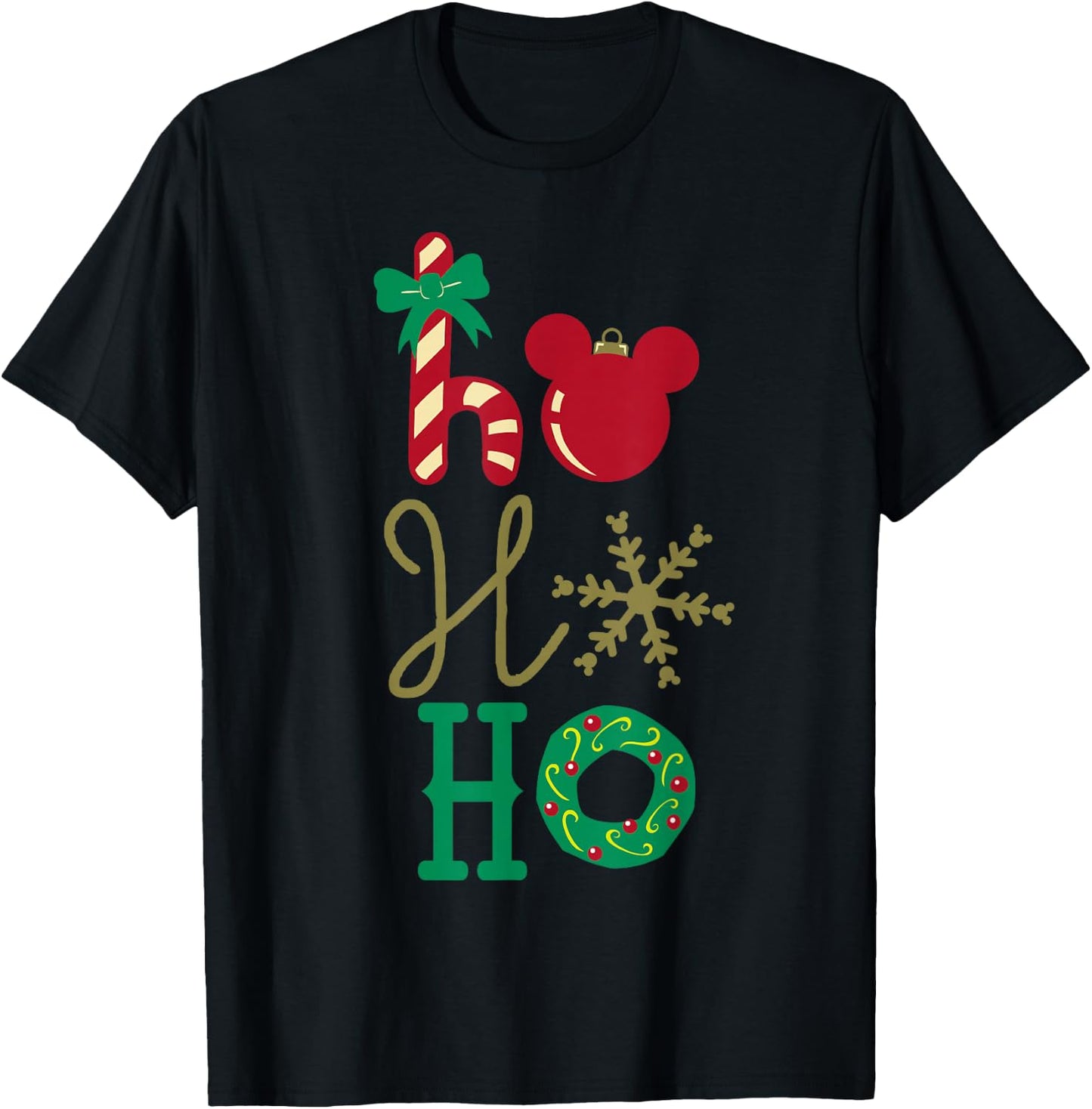 Disney Mickey Icon Ho Ho Ho Holiday Small T-Shirt - T-Shirt | Black