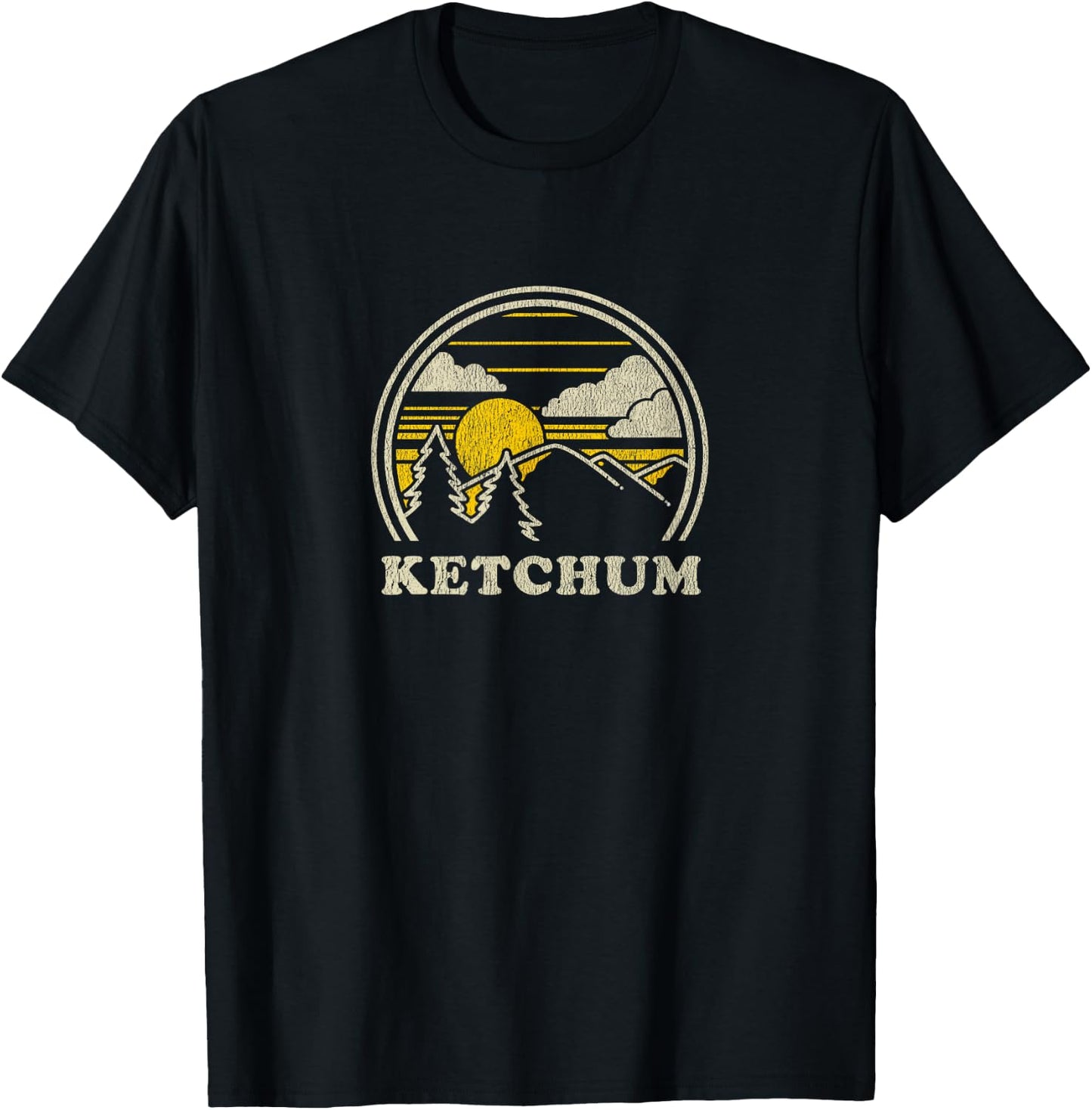 Ketchum Idaho ID T Shirt Vintage Hiking Mountains T-Shirt - T-Shirt | Black