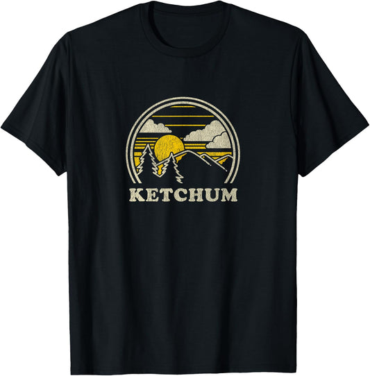 Ketchum Idaho ID T Shirt Vintage Hiking Mountains T-Shirt - T-Shirt | Black