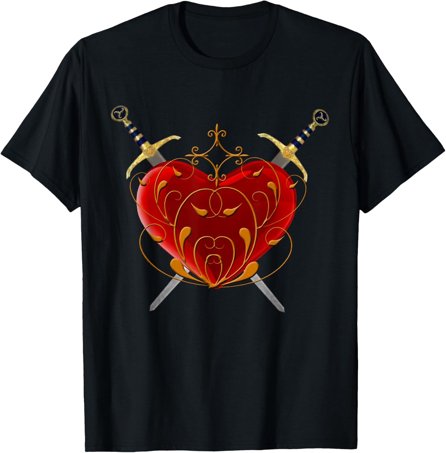 Red Heart And Daggers T Shirt T-Shirt - T-Shirt | Black