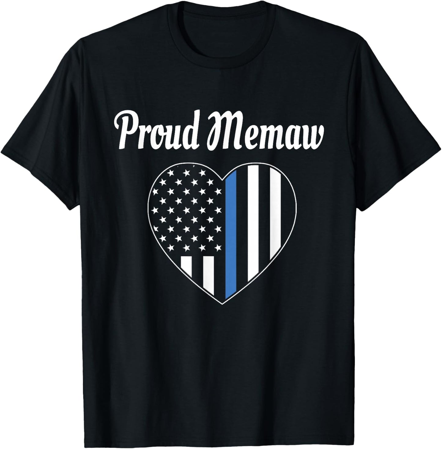 Proud Memaw of Police Officer - Law Enforcement Support T-Shirt - T-Shirt | Black