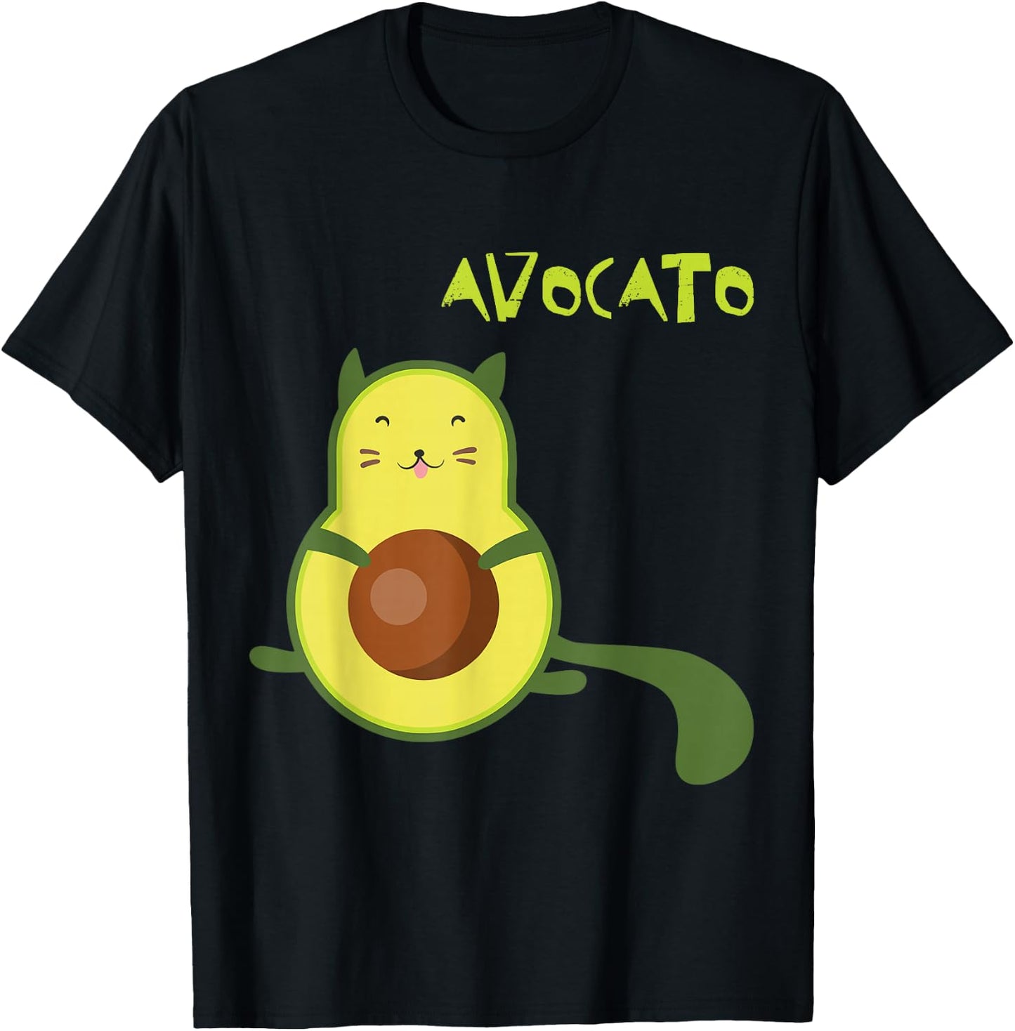 Avocato Funny Cute Cat Avocado Gift Vegan T-Shirt - T-Shirt | Black