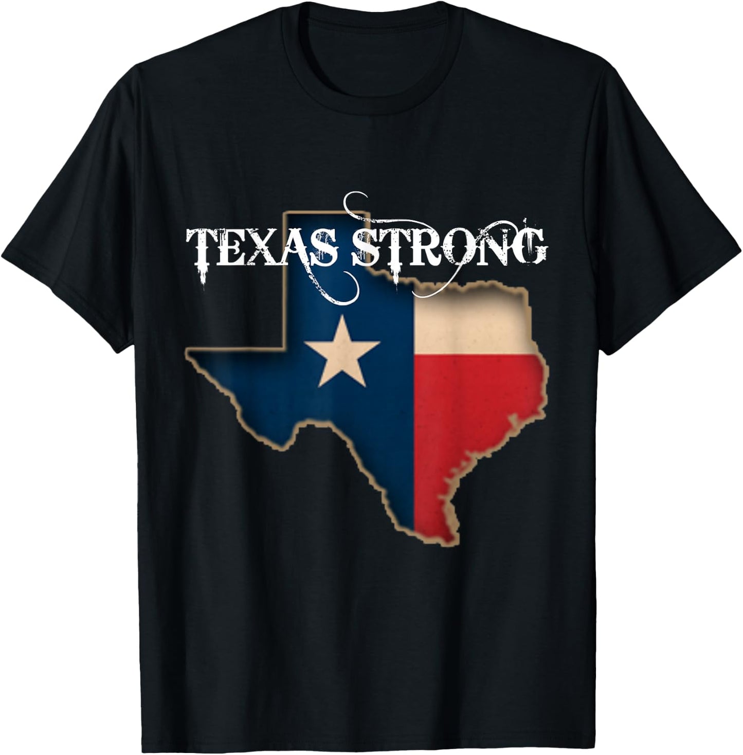 Texas Strong Shirt Women Men Kids Distressed State Flag Love T-Shirt - T-Shirt | Black
