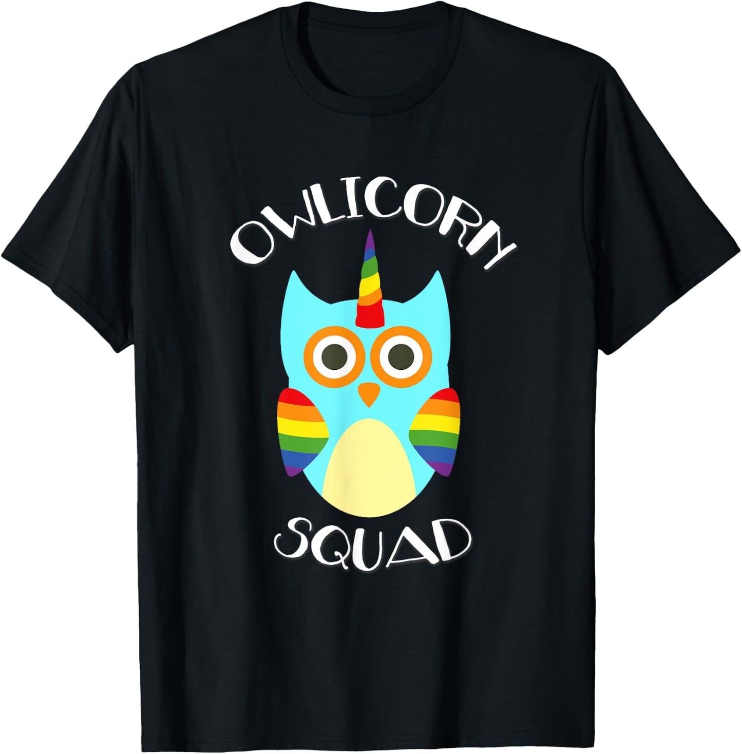 Owlicorn Owl Unicorn Mash Up Squad Shirt T-Shirt - T-Shirt | Black