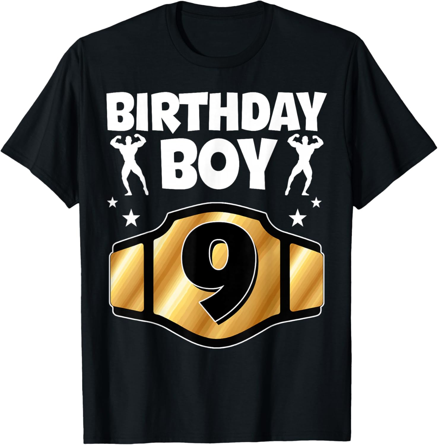 Kids 9th Birthday Boy Wrestling Belt Wrestle 9 Year Old Boys T-Shirt - T-Shirt | Black