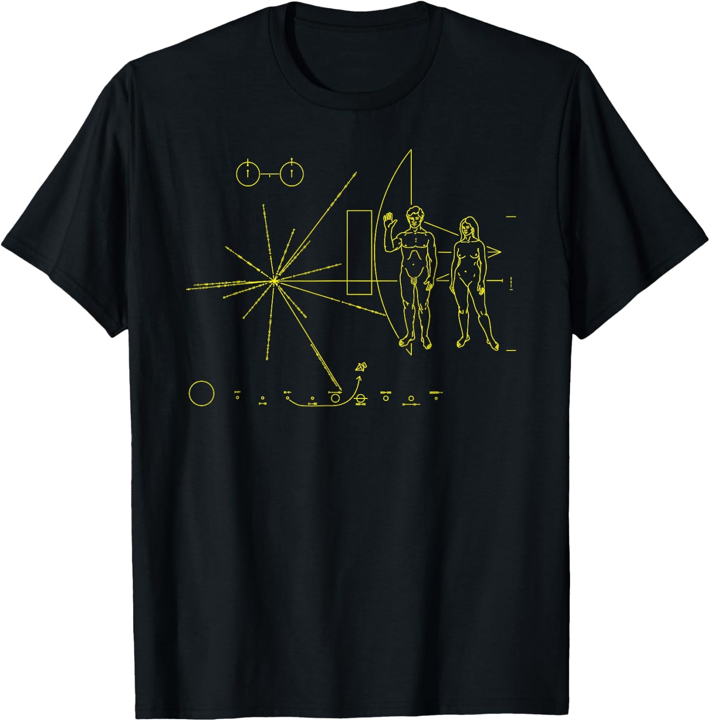 Pioneer Plaque From Earth & Mankind to Aliens T-Shirt - T-Shirt | Black
