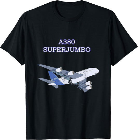 A380 Super Jumbo Airplane Adult Kids Children Plane T-Shirt - T-Shirt | Black
