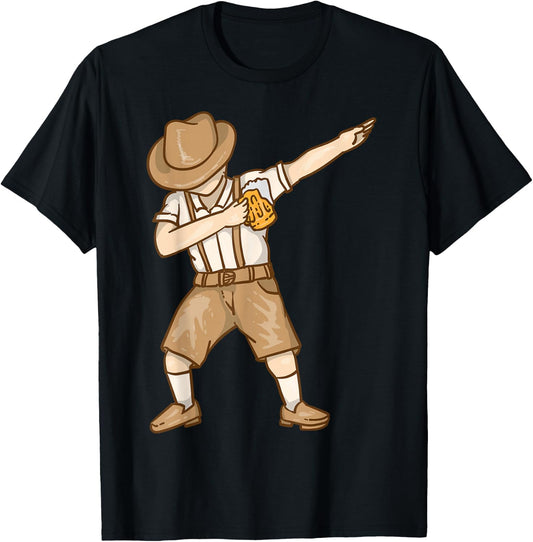 Cool Dabbing German Man with Beer Mug Shirt Oktoberfest Gift T-Shirt - T-Shirt | Black