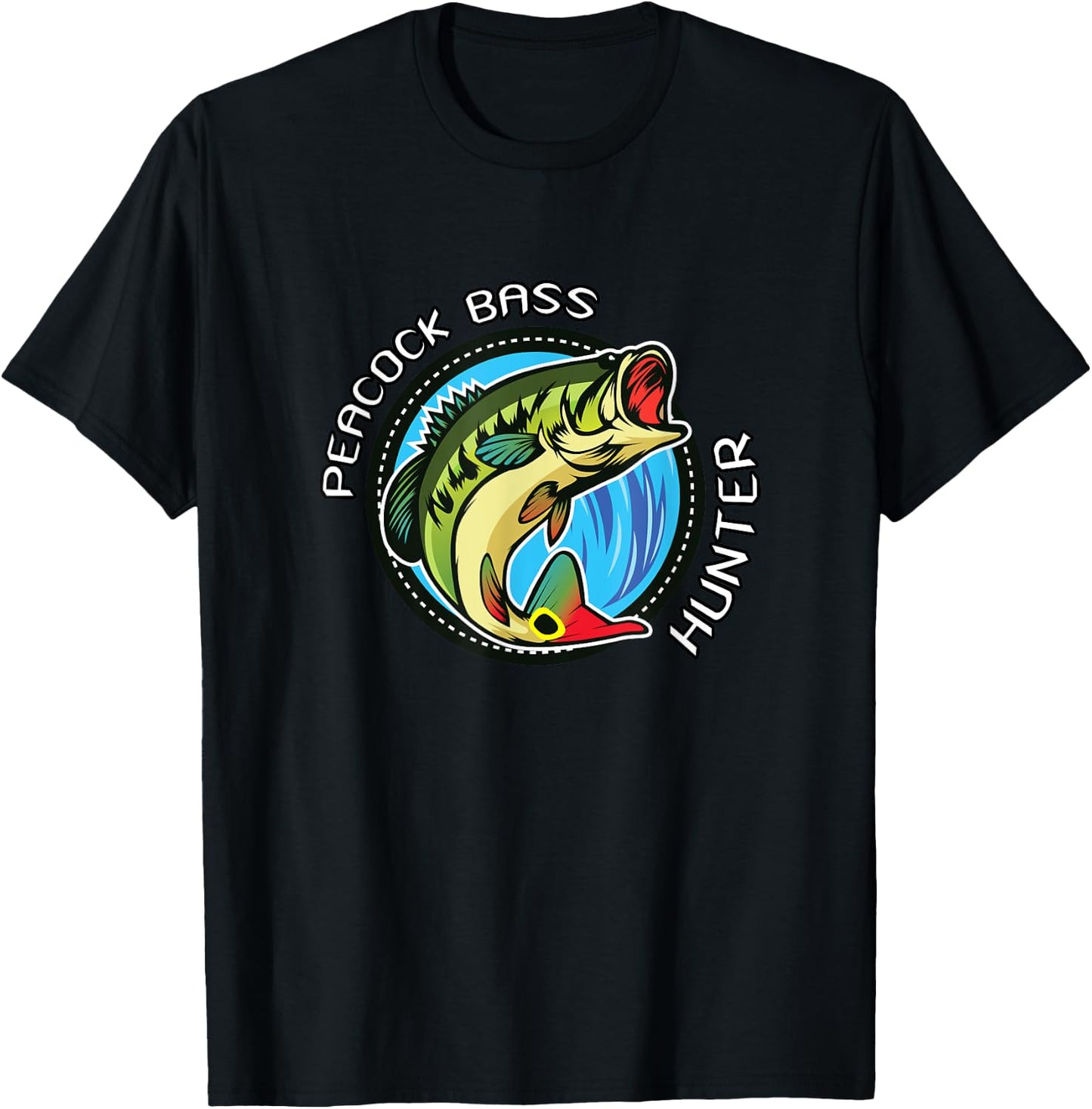 Peacock Bass Hunter, Fish T Shirt T-Shirt - T-Shirt | Black