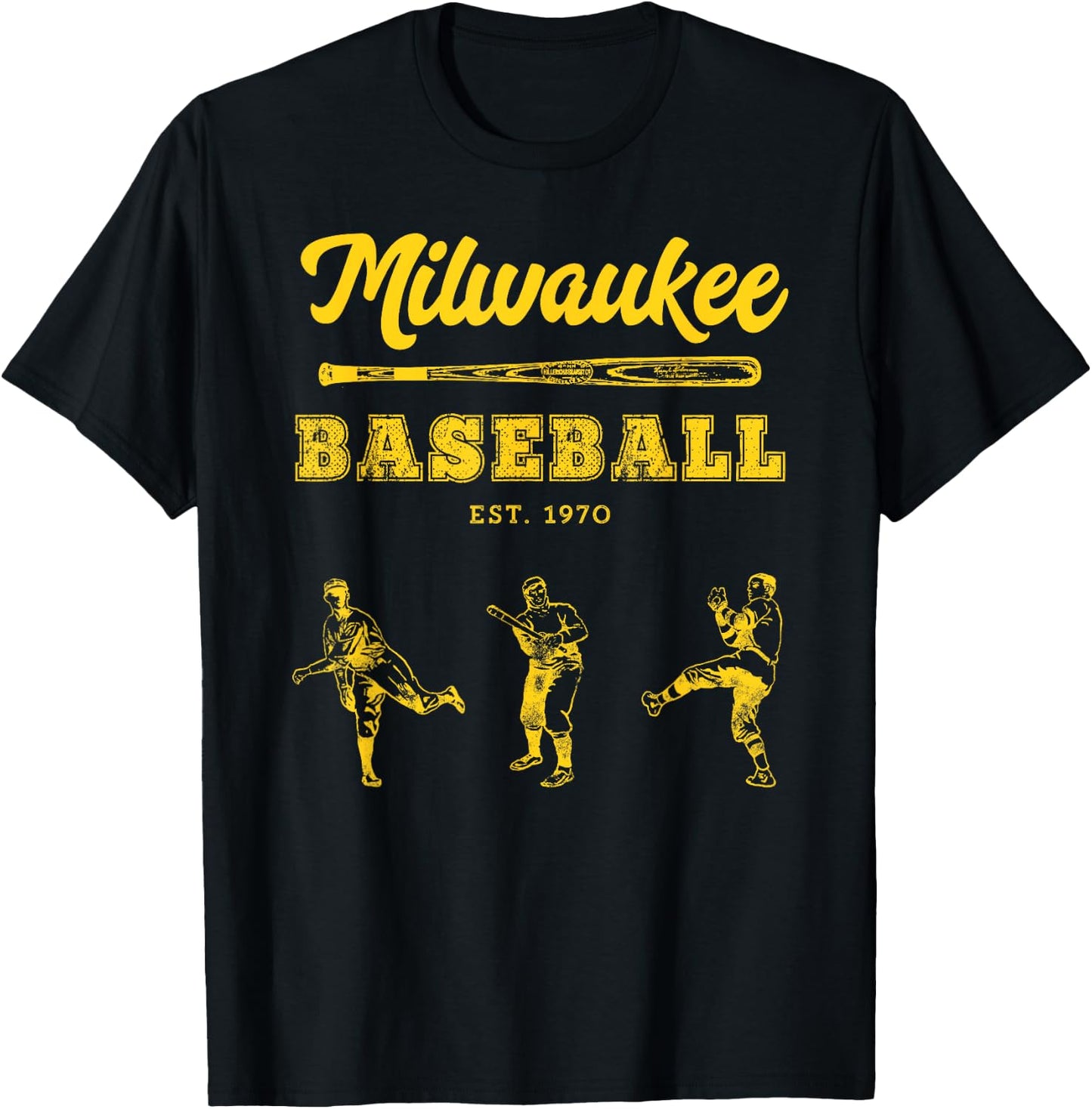 Classic Milwaukee Baseball Fan Retro T-Shirt - T-Shirt | Black
