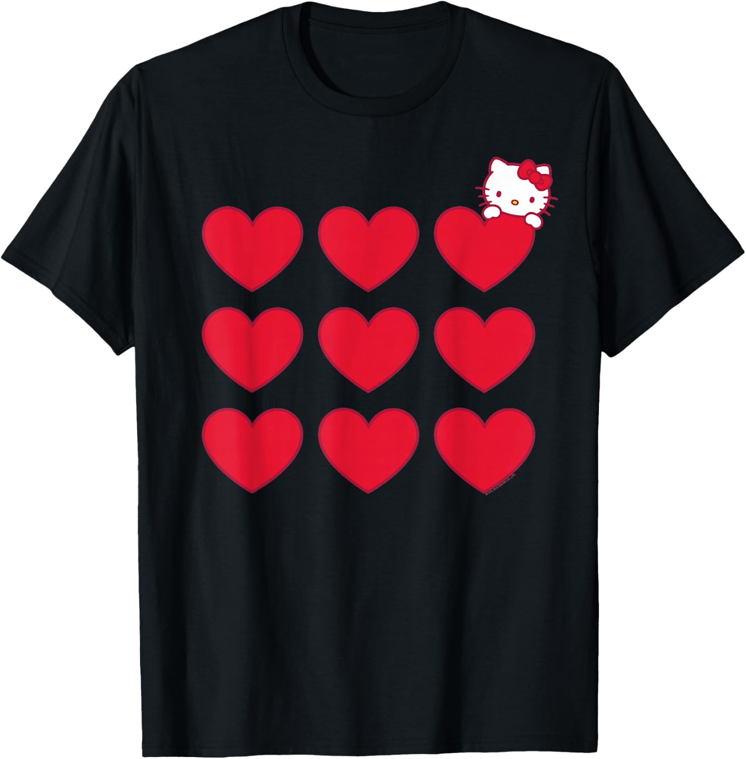 Hello Kitty Stacked Hearts Shirt T-Shirt - T-Shirt | Black