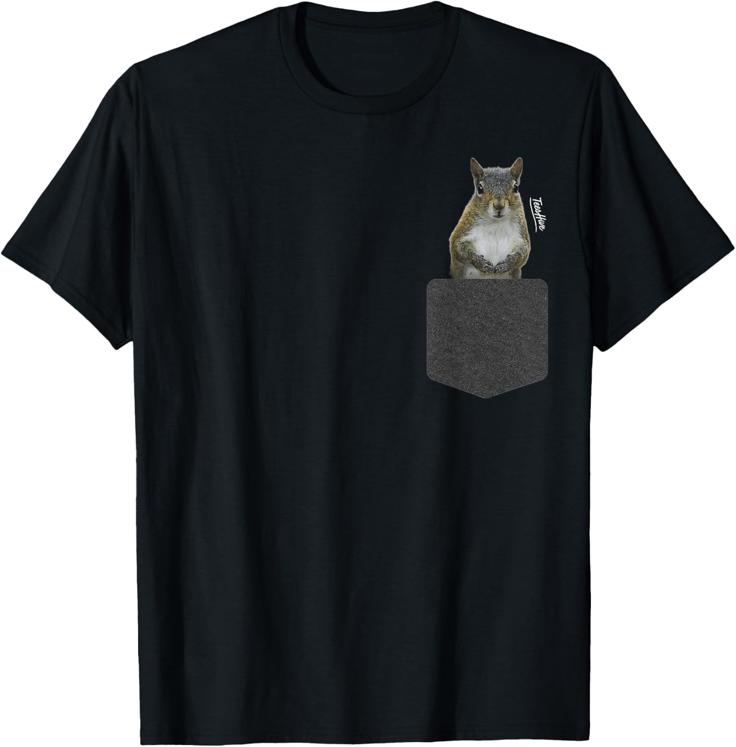 Squirrel In Pocket - Squirrel Lover Themed T-Shirt - T-Shirt | Black