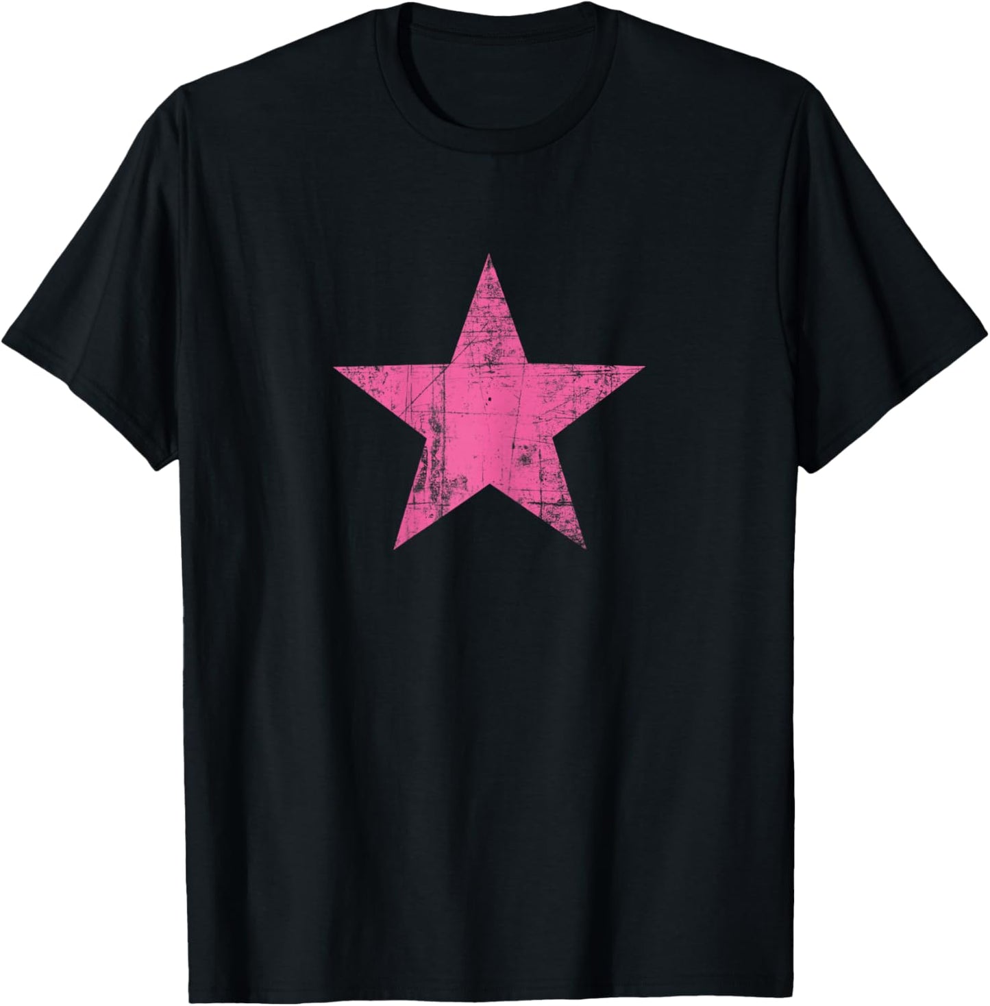 Vintage Pink Star Retro Graphic Tops Girls T-Shirt - T-Shirt | Black