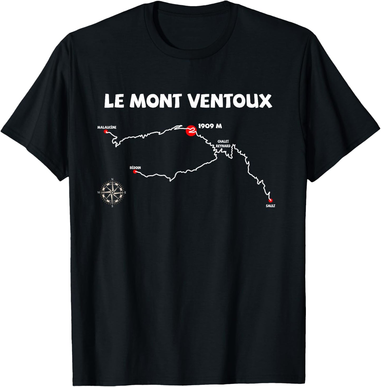Le Mont Ventoux Serpentine France Cycling Design T-Shirt - T-Shirt | Black