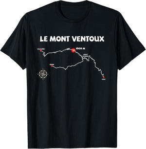 Le Mont Ventoux Serpentine France Cycling Design T-Shirt - T-Shirt | Black