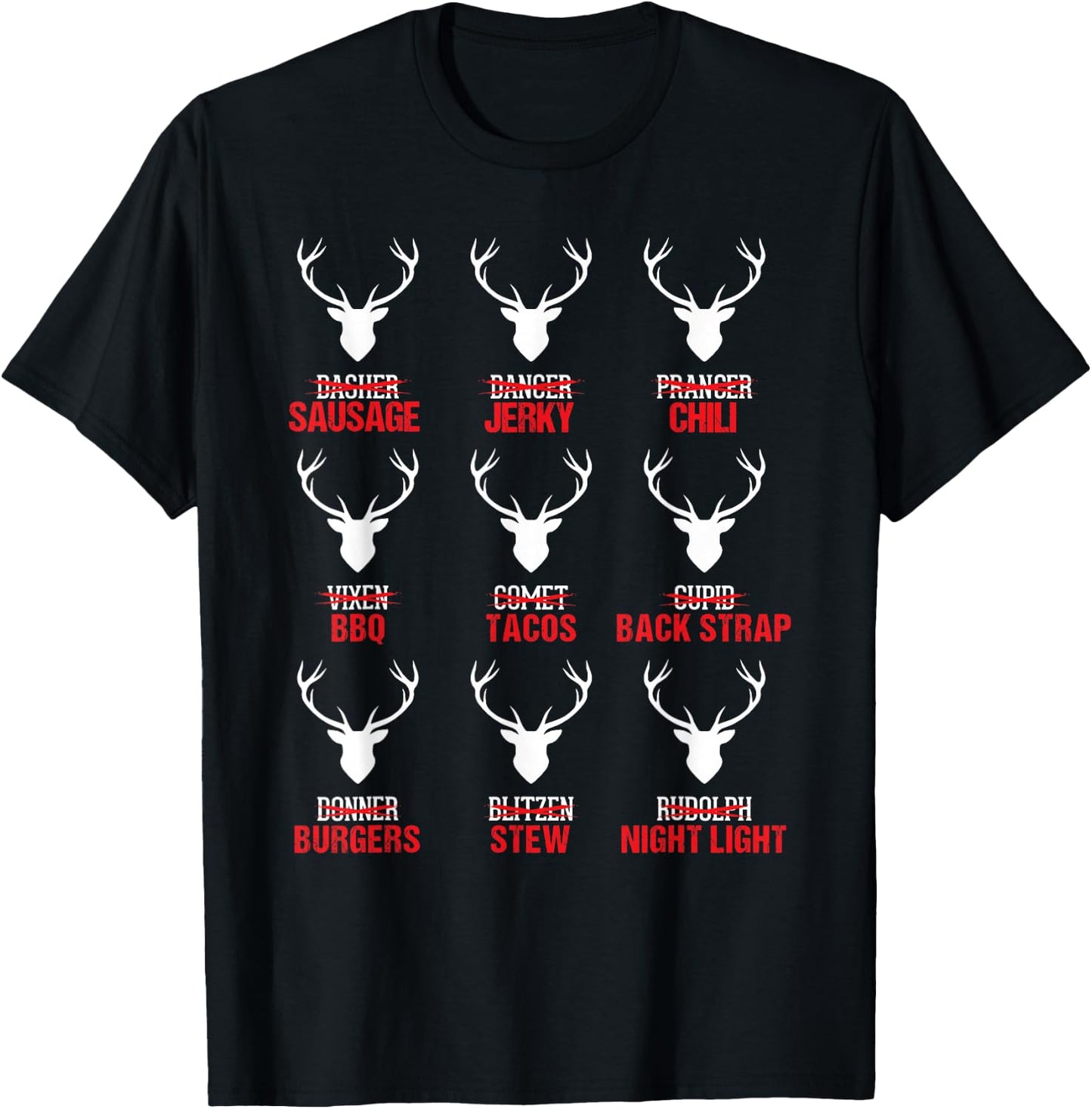 Funny Christmas Reindeer Hunter Deer Meat Hunting Gifts T-Shirt - T-Shirt | Black