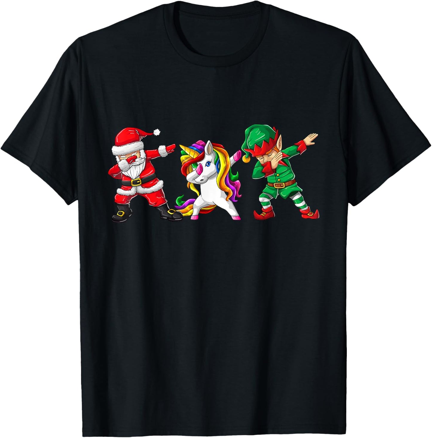 Dabbing Santa Elf Unicorn Christmas Kids Boys Men Xmas Gifts T-Shirt - T-Shirt | Black