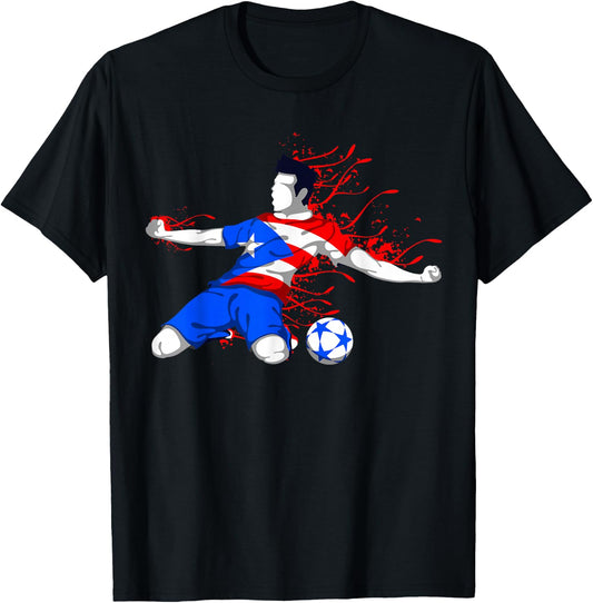 Puerto Rico Soccer Puerto Rican National Flag Football Lover T-Shirt - T-Shirt | Black
