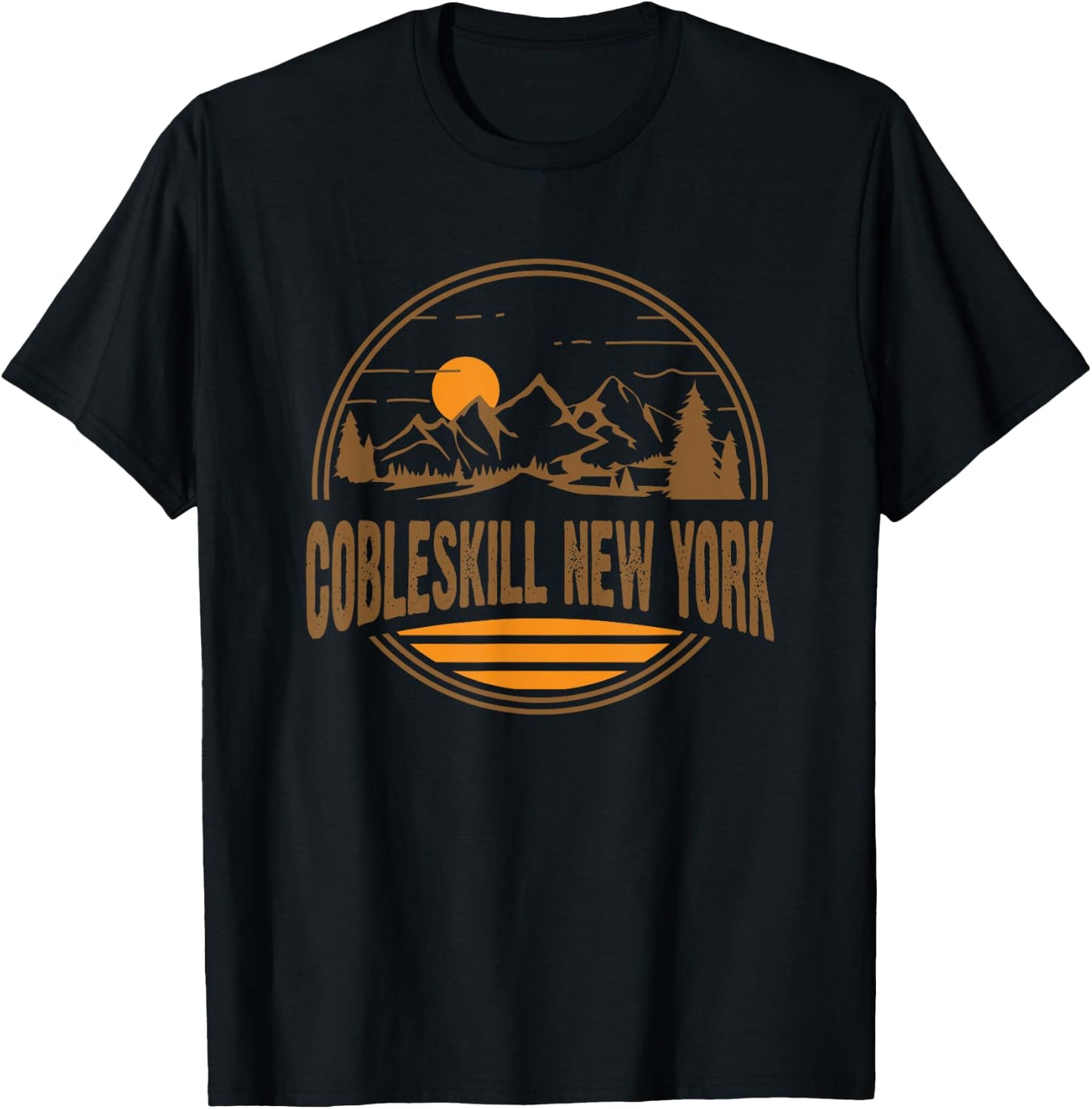 Vintage Cobleskill, New York Mountain Hiking Souvenir Print T-Shirt - T-Shirt | Black