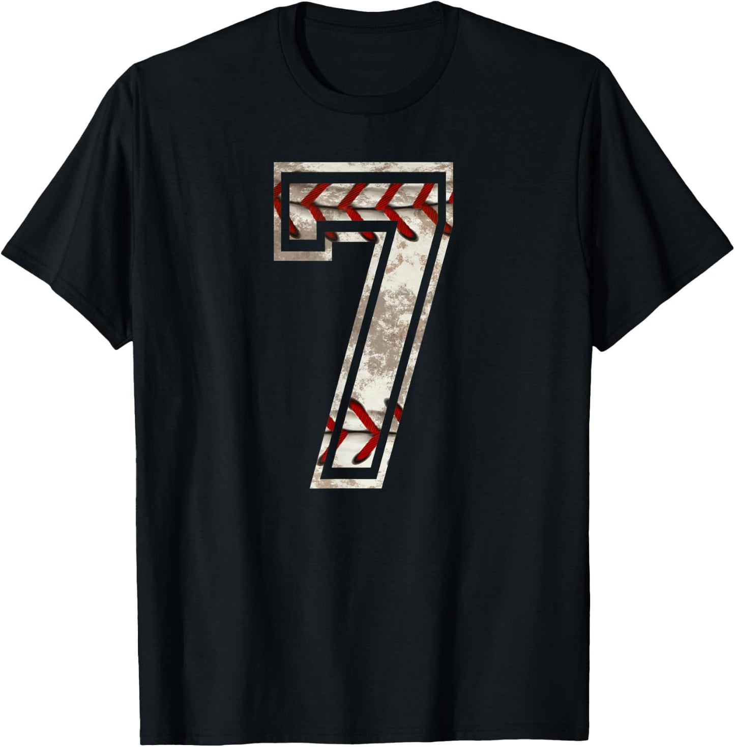 Baseball Jersey Number 7 Vintage Distressed T-Shirt - T-Shirt | Black