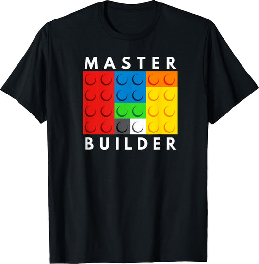 Master Builder Building Blocks Brick Builders Toys Present Small T-Shirt - T-Shirt | Black