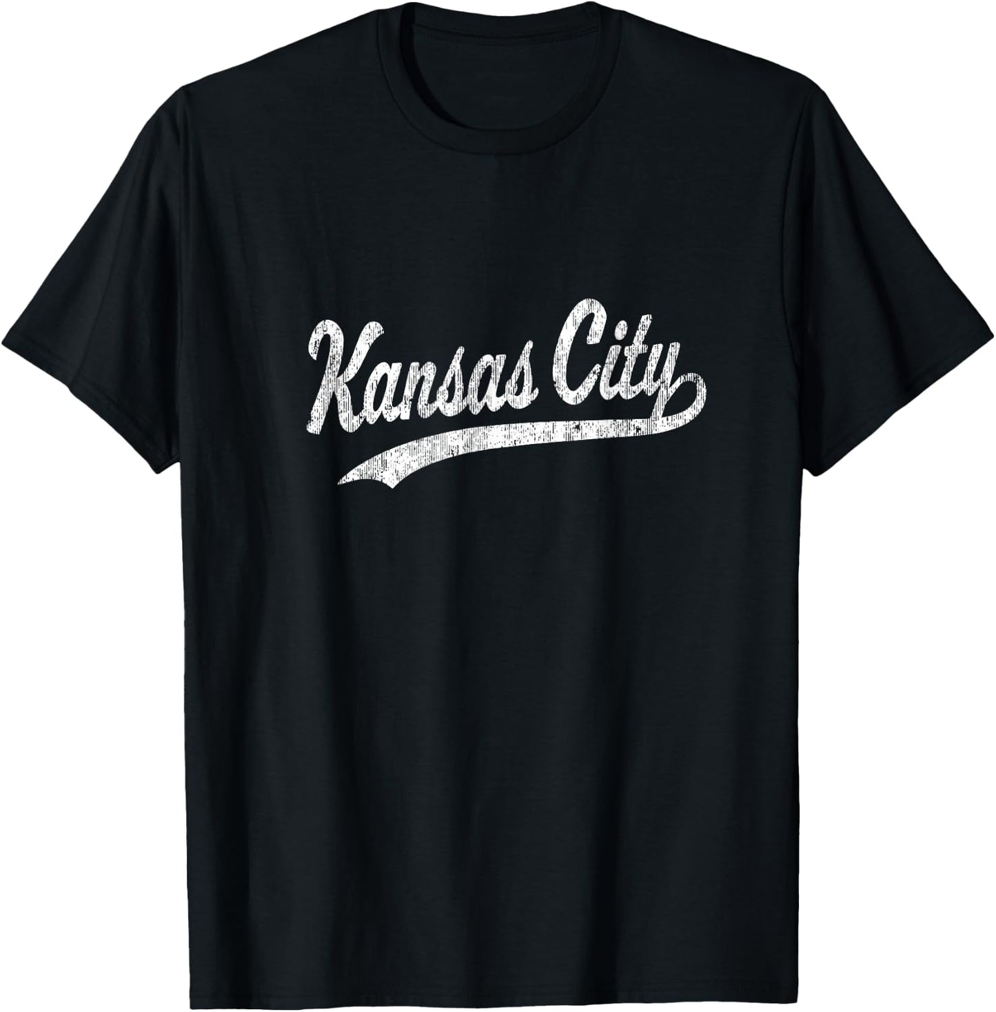 Kansas City KC Vintage Baseball Sports Script T-Shirt - T-Shirt | Black