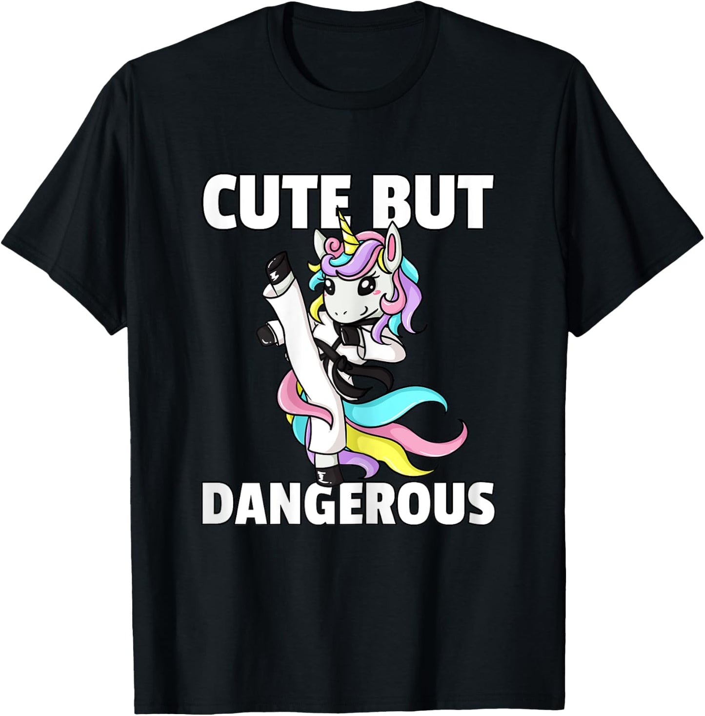Unicorn Karate Gift Girl Taekwondo Jiu Jitsu MMA BJJ T-Shirt - T-Shirt | Black