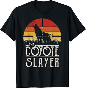 Vintage Sunset Retro Style Coyote Hunting Coyote Slayer T-Shirt - T-Shirt | Black