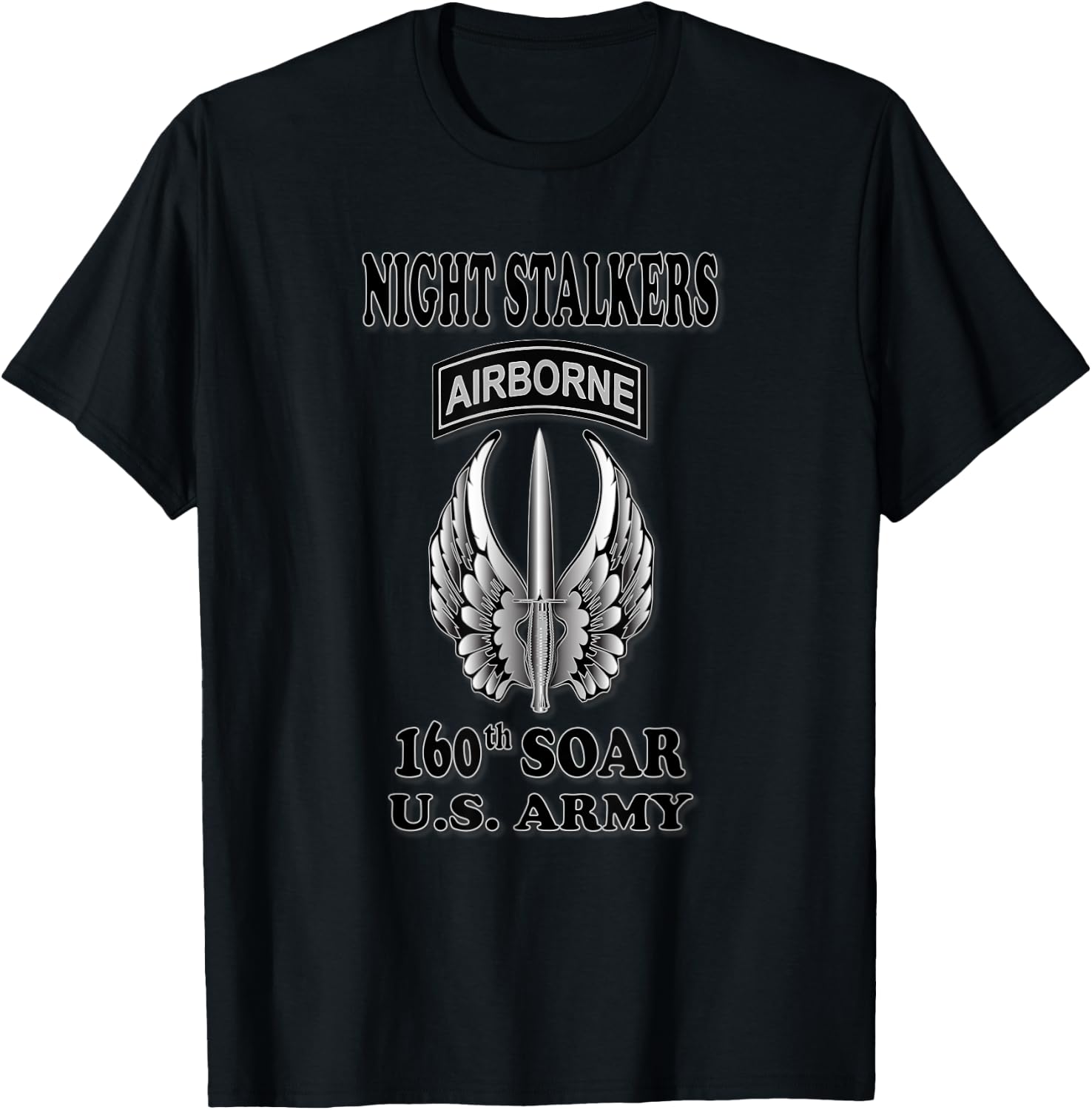 160th SOAR Night Stalkers (Front) T-Shirt - T-Shirt | Black