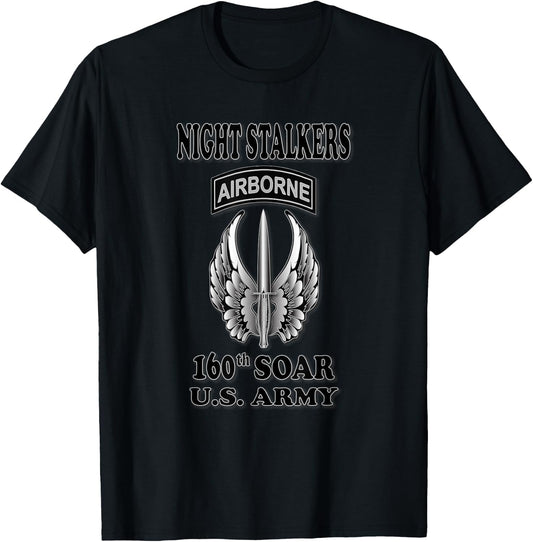 160th SOAR Night Stalkers (Front) T-Shirt - T-Shirt | Black