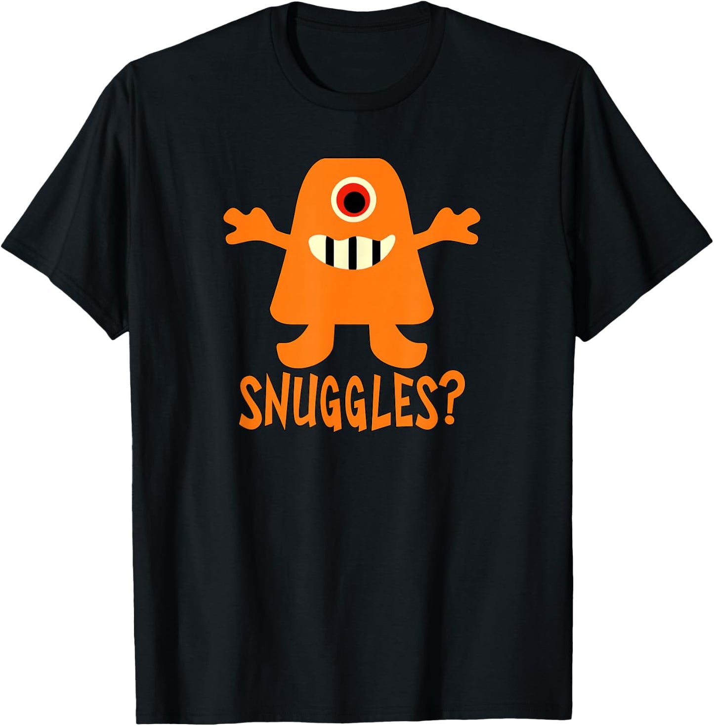Snuggles with Cute Orange Monster T-Shirt - T-Shirt | Black
