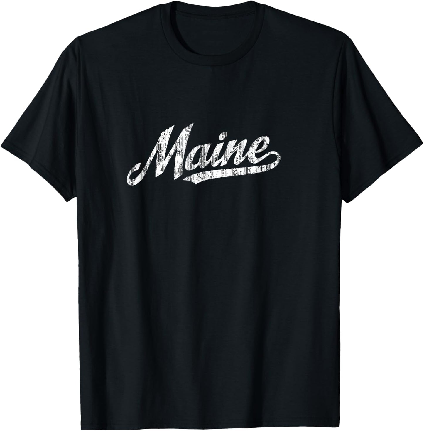 Maine ME Vintage Sports Script Retro Gift T-Shirt - T-Shirt | Black