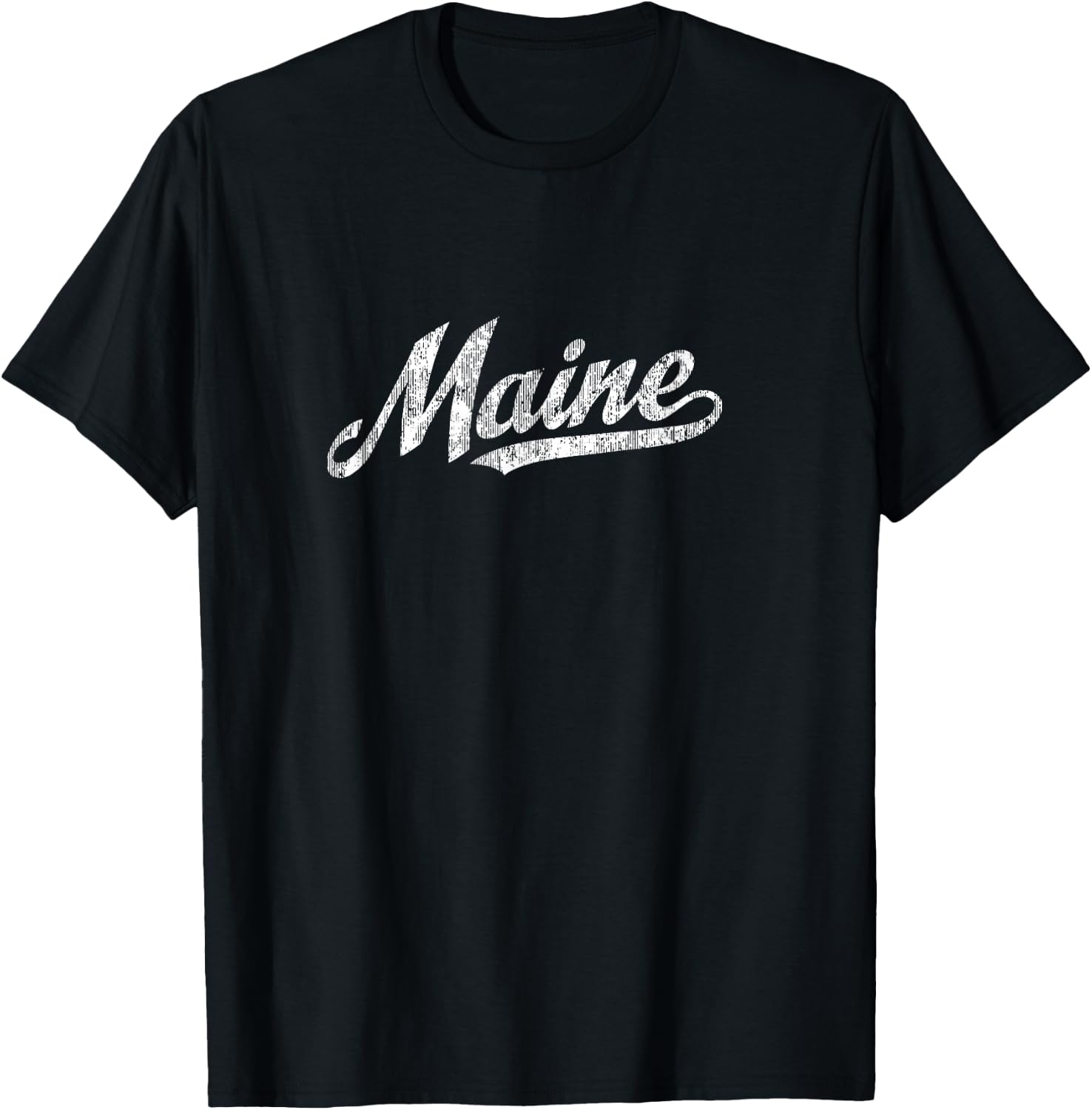 Maine ME Vintage Sports Script Retro Gift T-Shirt - T-Shirt | Black